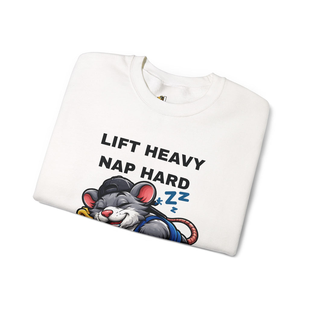 Lift Heavy, Nap Hard Crewneck Sweatshirt — Gym Lifestyle Pullover