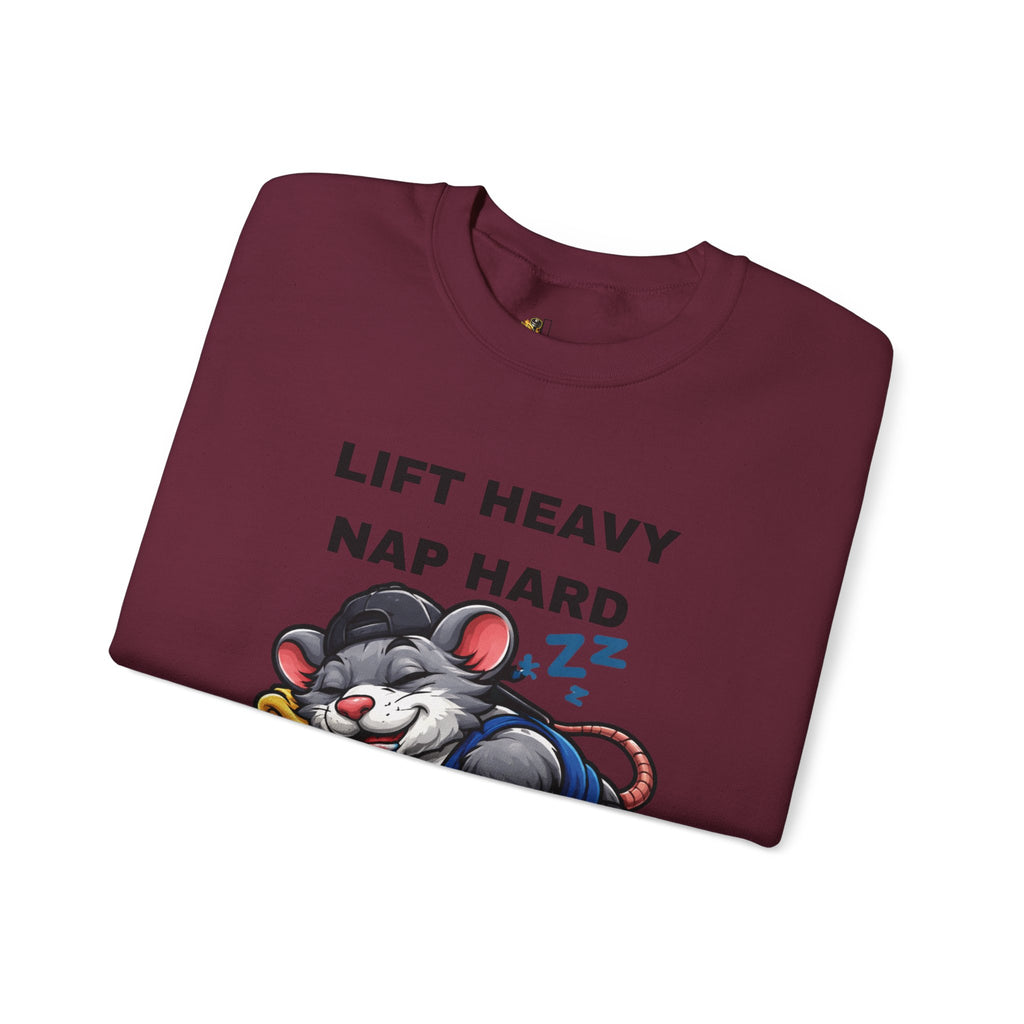 Lift Heavy, Nap Hard Crewneck Sweatshirt — Gym Lifestyle Pullover
