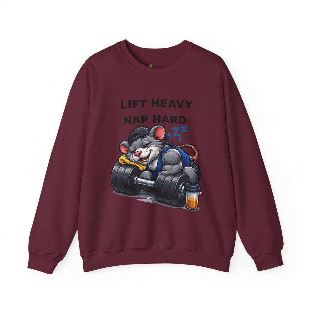 Lift Heavy, Nap Hard Crewneck Sweatshirt — Gym Lifestyle Pullover