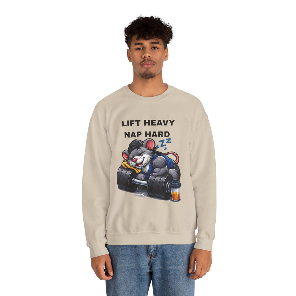 Lift Heavy, Nap Hard Crewneck Sweatshirt — Gym Lifestyle Pullover
