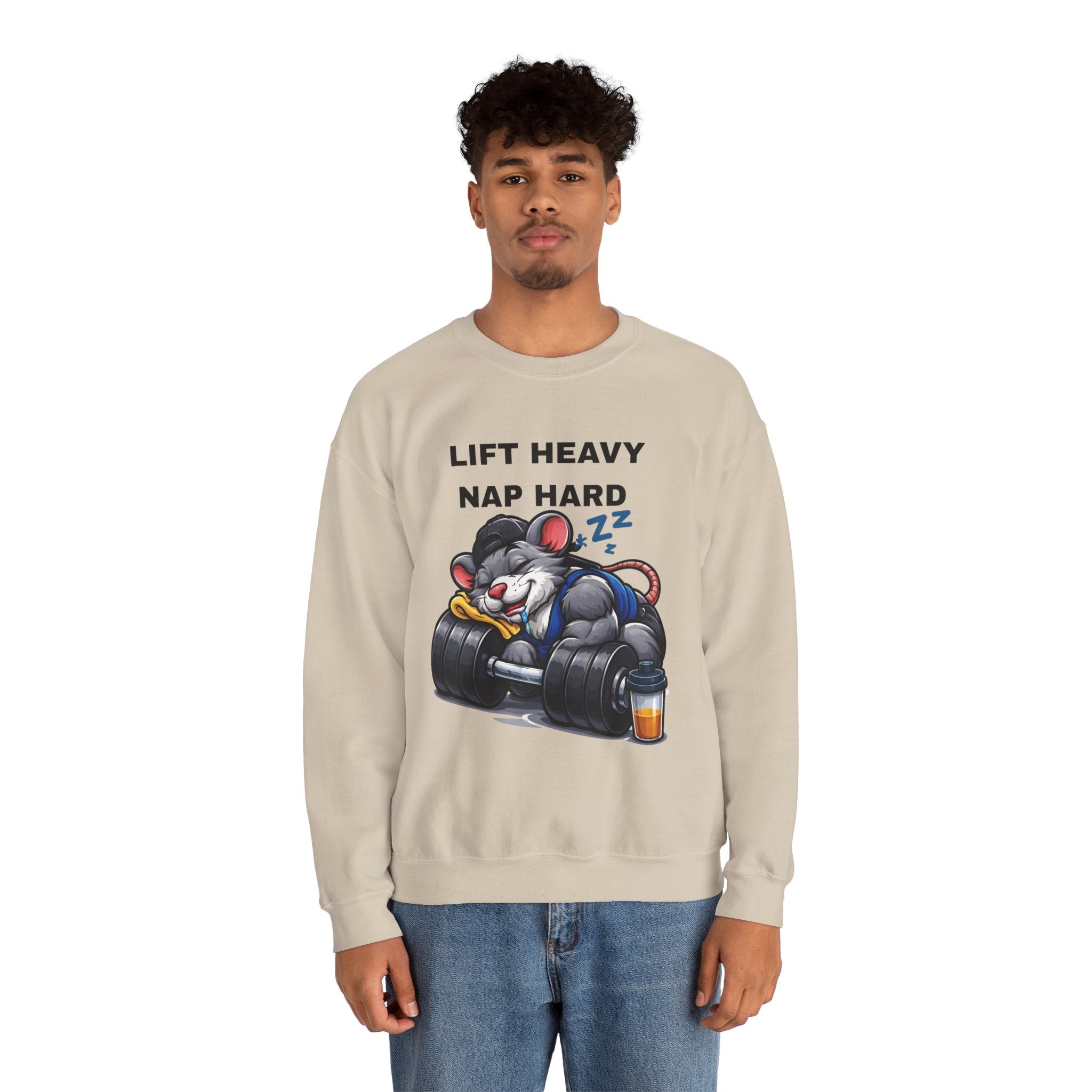 Lift Heavy, Nap Hard Crewneck Sweatshirt — Gym Lifestyle Pullover